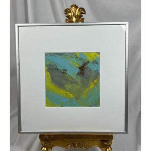Signed Mid Century Modern Abstract Oil Heart Painting Framed John Choly